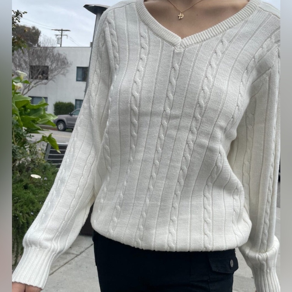 Brandy Melville white cable knit sweater